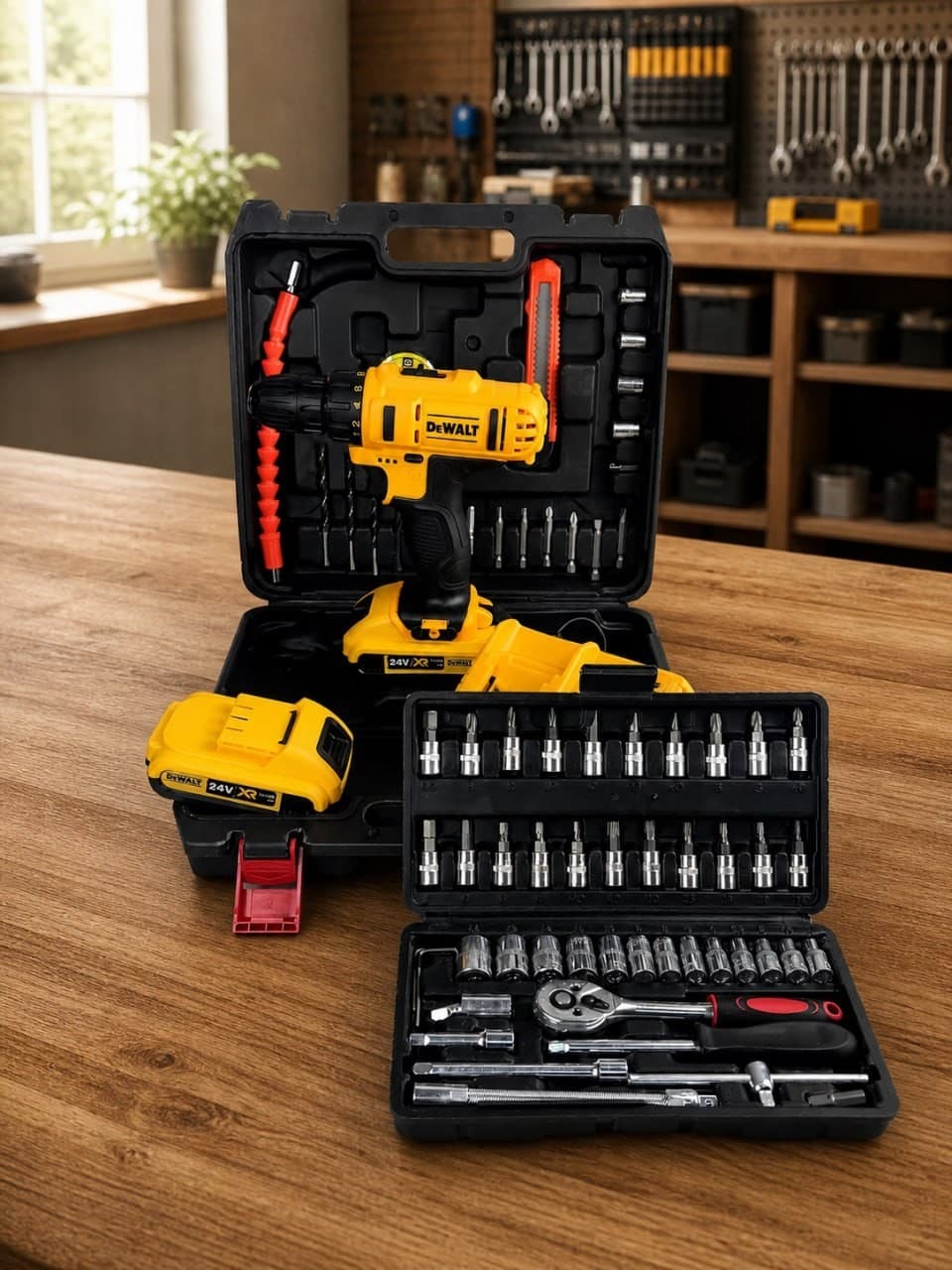 Шуруповерт dewalt 24v + набір 46 інструментів